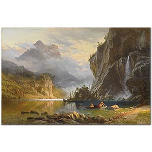 Albert Bierstadt Kızılderililerin Mızrakla Balık Avı