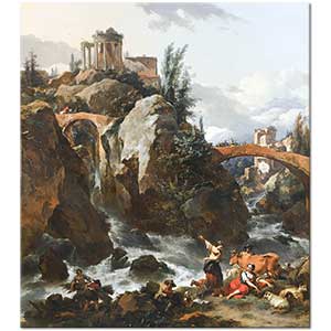 Nicolaes Pietersz Berchem Şelale ve Sbyl Tapınağı Tivoli