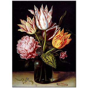 Ambrosius Bosschaert the Elder Lale Gül ve Siklamen