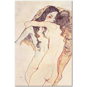 Egon Schiele Kucaklaşan iki Kadın