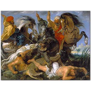 Peter Paul Rubens Su Aygırı ve Timsah Avı