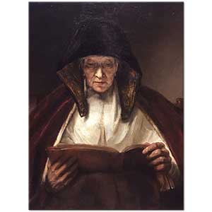 Rembrandt Kitap Okuyan Yaşlı Kadın