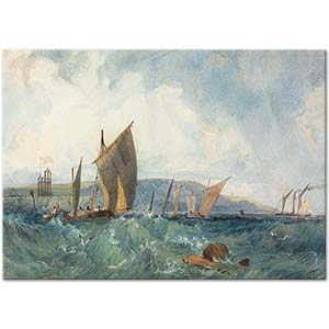 Richard Parkes Bonington Dieppe Sahilinde Tekneler