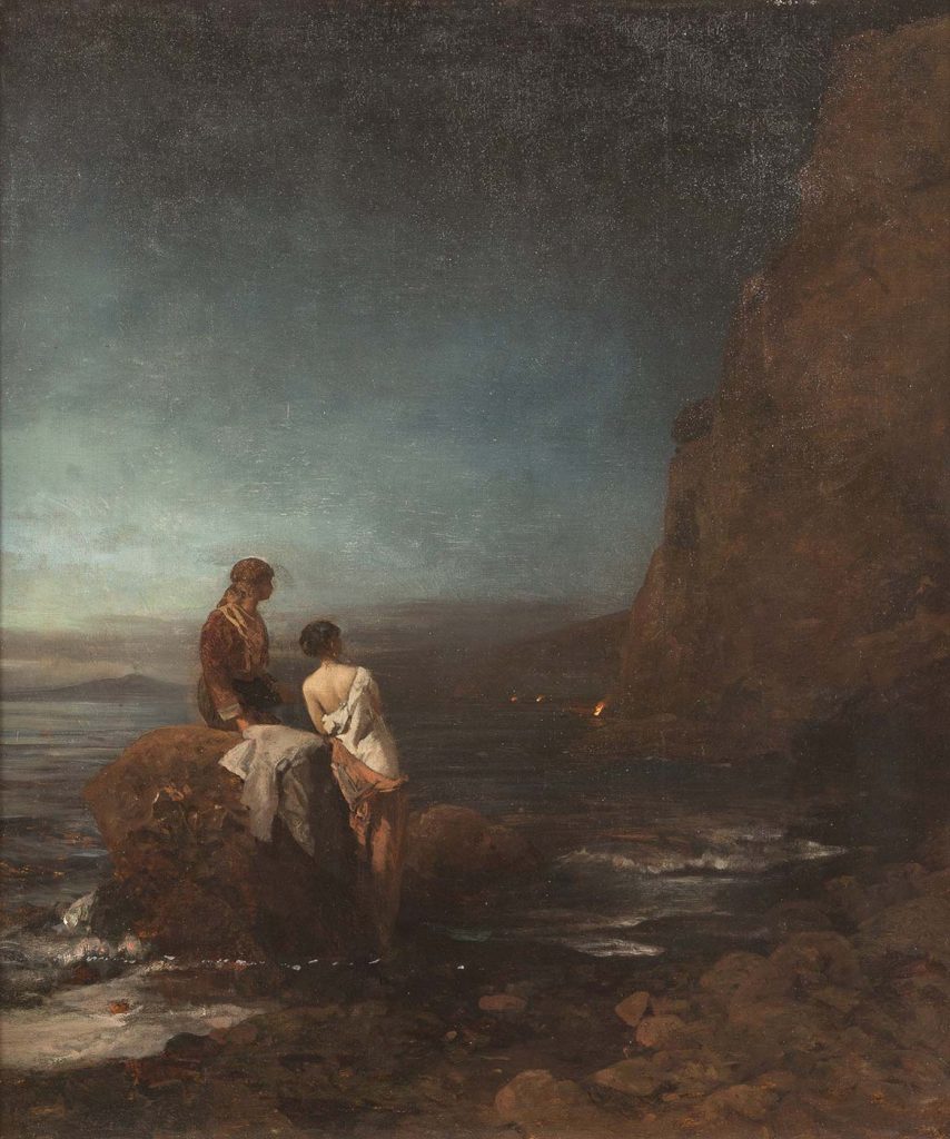 Oswald Achenbach Napoli Sahilinde Gece